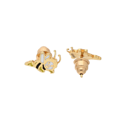 Gold Cartoon Honeybee Earrings 18KT - FKJERN18K9375