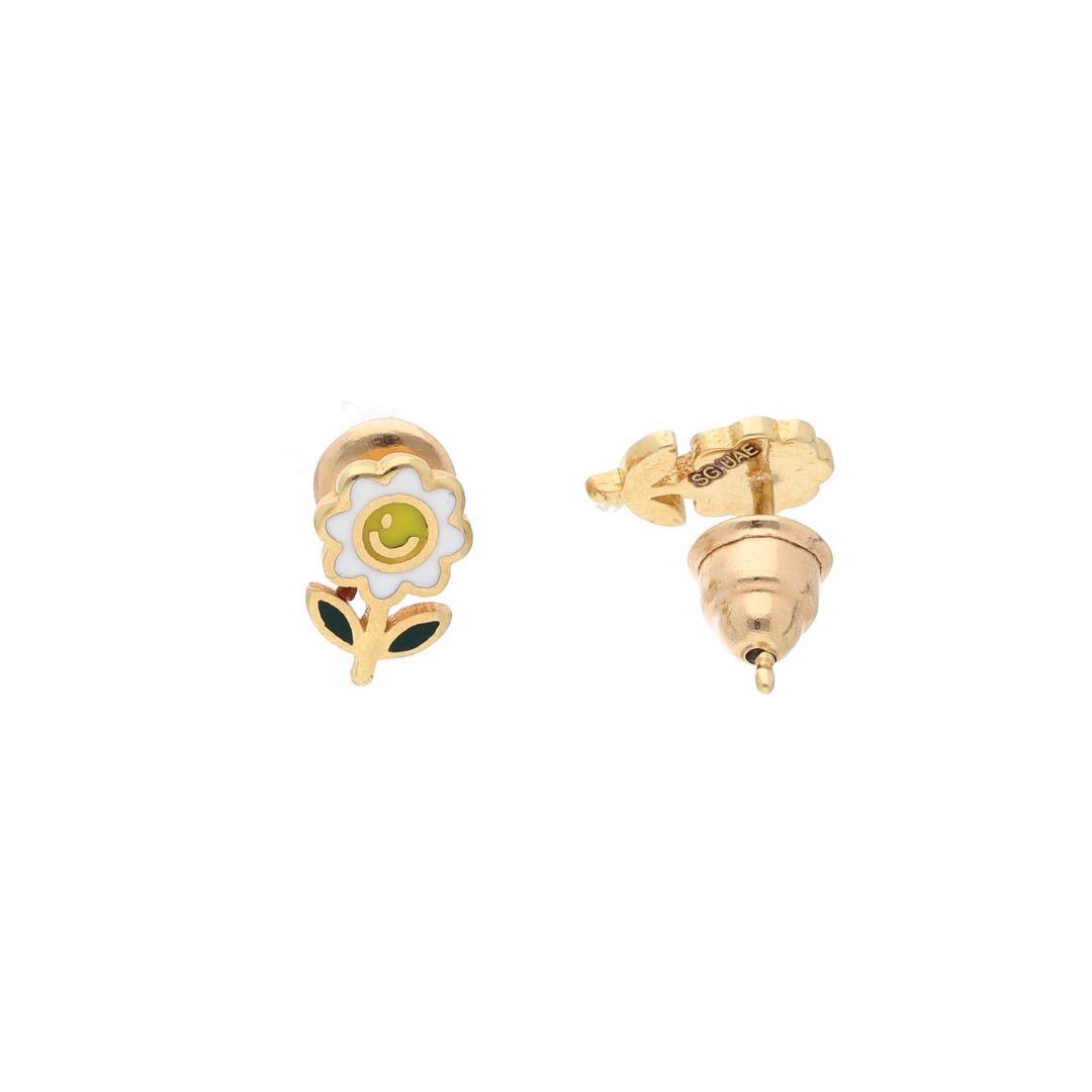 Gold Smile Sunflower Earrings 18KT - FKJERN18K9376
