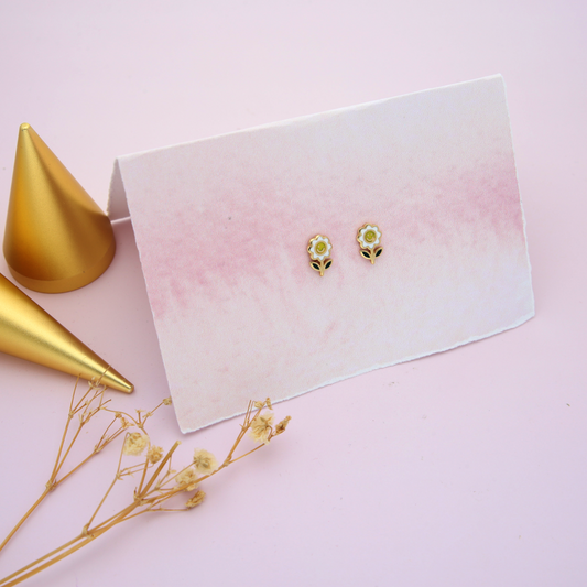 Gold Smile Sunflower Earrings 18KT - FKJERN18K9376