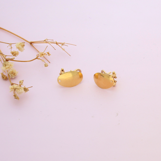 Gold Oval Shaped Earrings 18KT - FKJERN18K9378