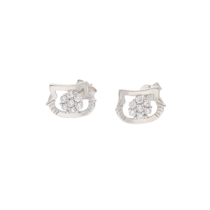 Sterling Silver 925 Classy Round Flower Earrings - FKJERNSL9404