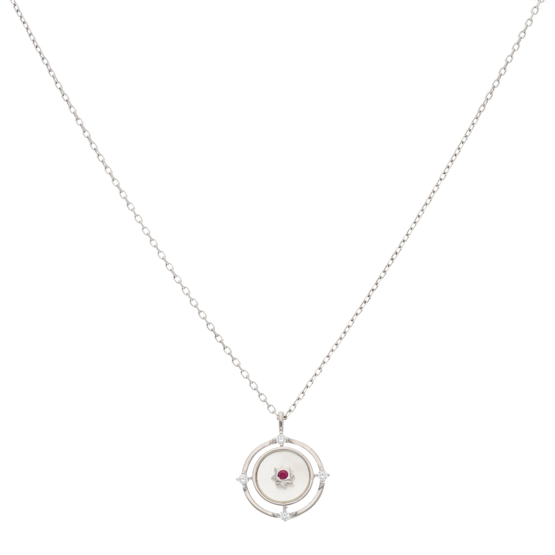 Sterling Silver 925 Stun Round Shaped Necklace - FKJNKLSL9406