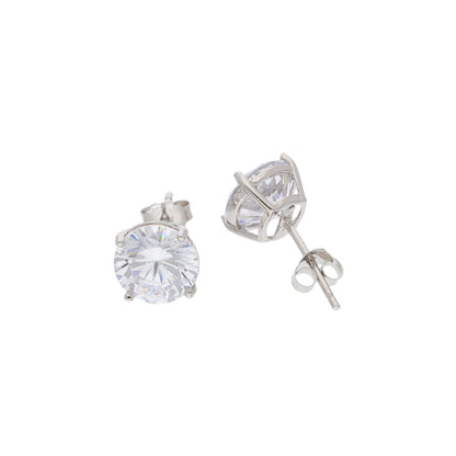 Sterling Silver 925 Crystal Round Shaped Earrings - FKJERNSL9399