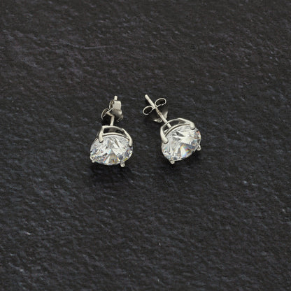 Sterling Silver 925 Crystal Round Shaped Earrings - FKJERNSL9399