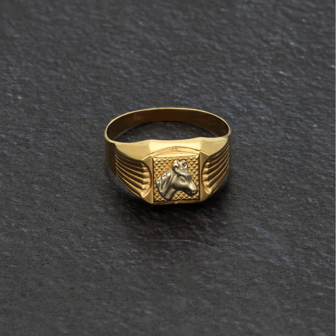 Gold Stud Horse Design in Men's Ring 18KT - FKJRN18K9437