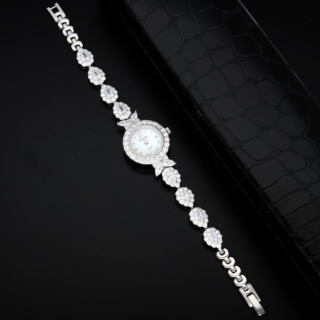 Sterling Silver 925 Elegant Oval Shaped Women Wrist Watch - FKJWHSL9624