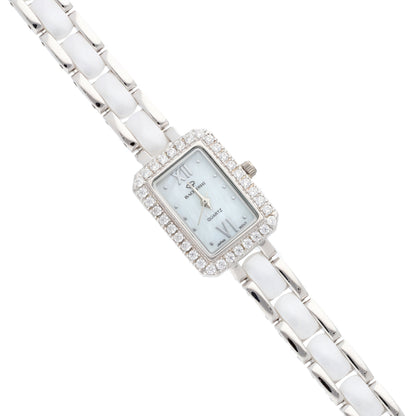 Sterling Silver 925 Rectangle Analog Women Wrist Watch - FKJWHSL9627