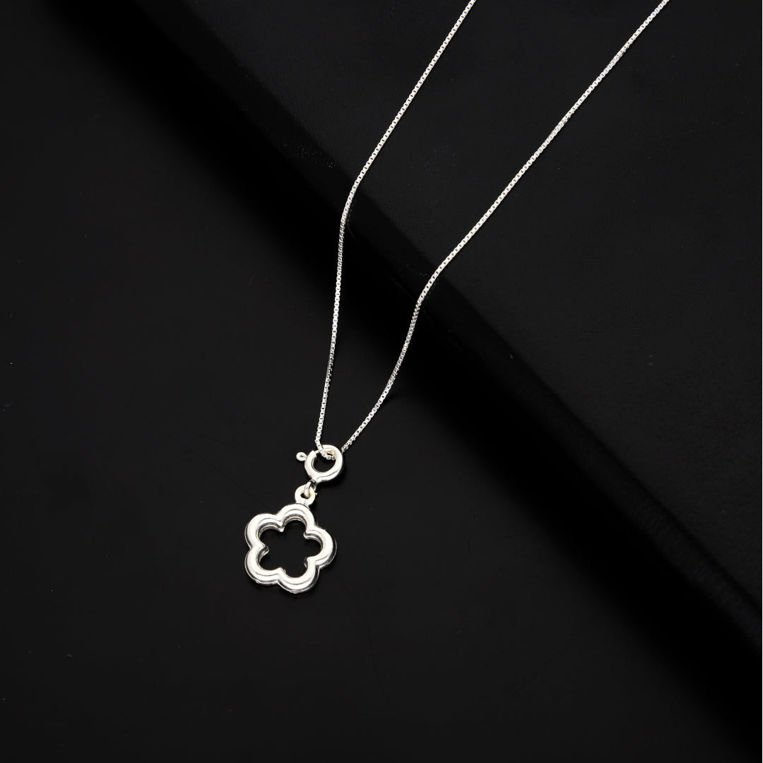 Sterling Silver 925 Necklace (Chain with Flower Pendant) - FKJNKLSL9521