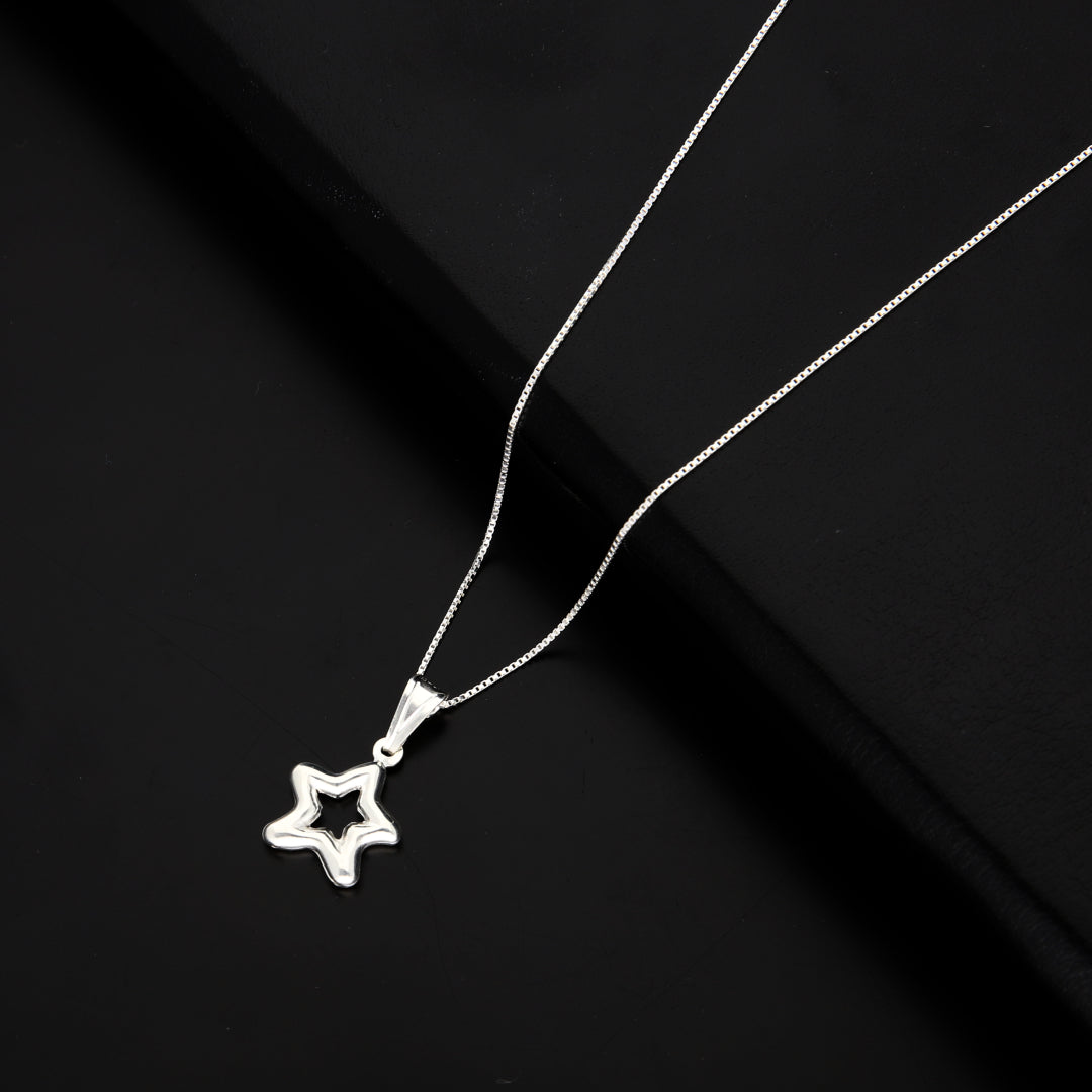 Sterling Silver 925 Necklace (Chain with Star Pendant) - FKJNKLSL9524