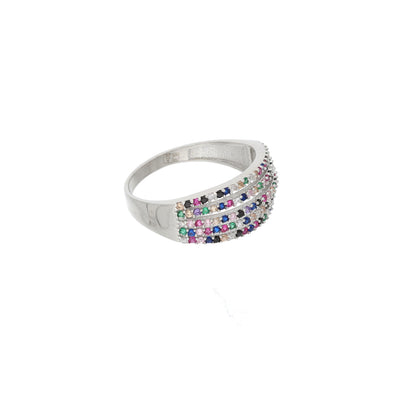 Sterling Silver 925 Sleeping Beauty Multi Color Women's Solitaire Ring - FKJRNSL9638