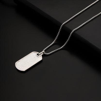 Sterling Silver 925 White Tags Men's Necklace - FKJNKLSL9650