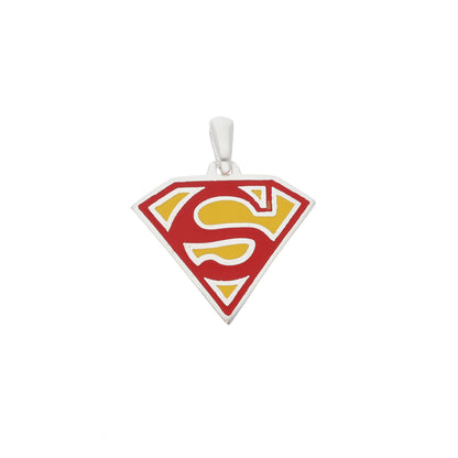 Sterling Silver 925 Superman Pendant Men's Necklace - FKJPNDSL9651