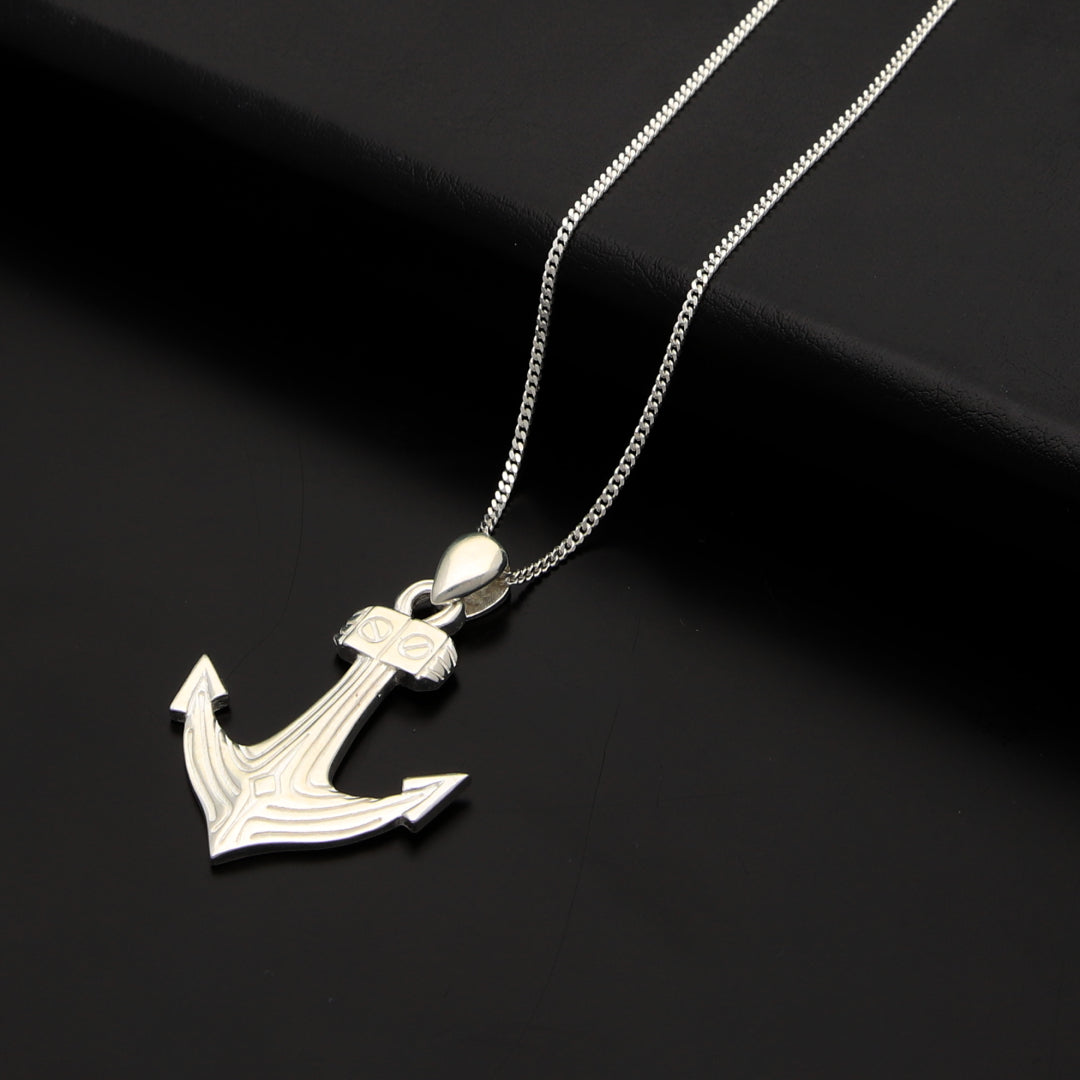 Best Offer on Sterling Silver 925 Chain With Anchor Pendant Men's
