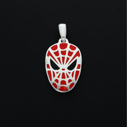 Sterling Silver 925 Spiderman Design Men's Necklace - FKJPNDSL9653