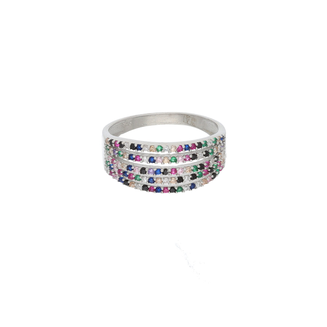 Sterling Silver 925 Sleeping Beauty Multi Color Women's Solitaire Ring - FKJRNSL9638