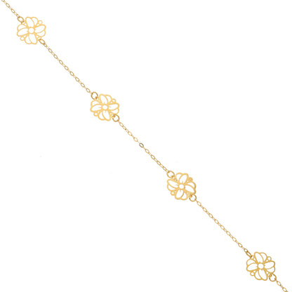 Gold Floral Shaped Bracelet 21KT - FKJBRL21KM9508