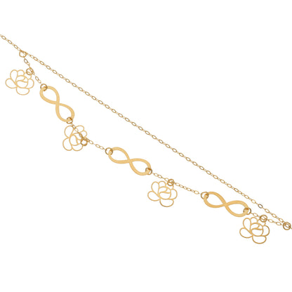 Gold Infinity & Flower Shaped Bracelet 21KT - FKJBRL21KM9512