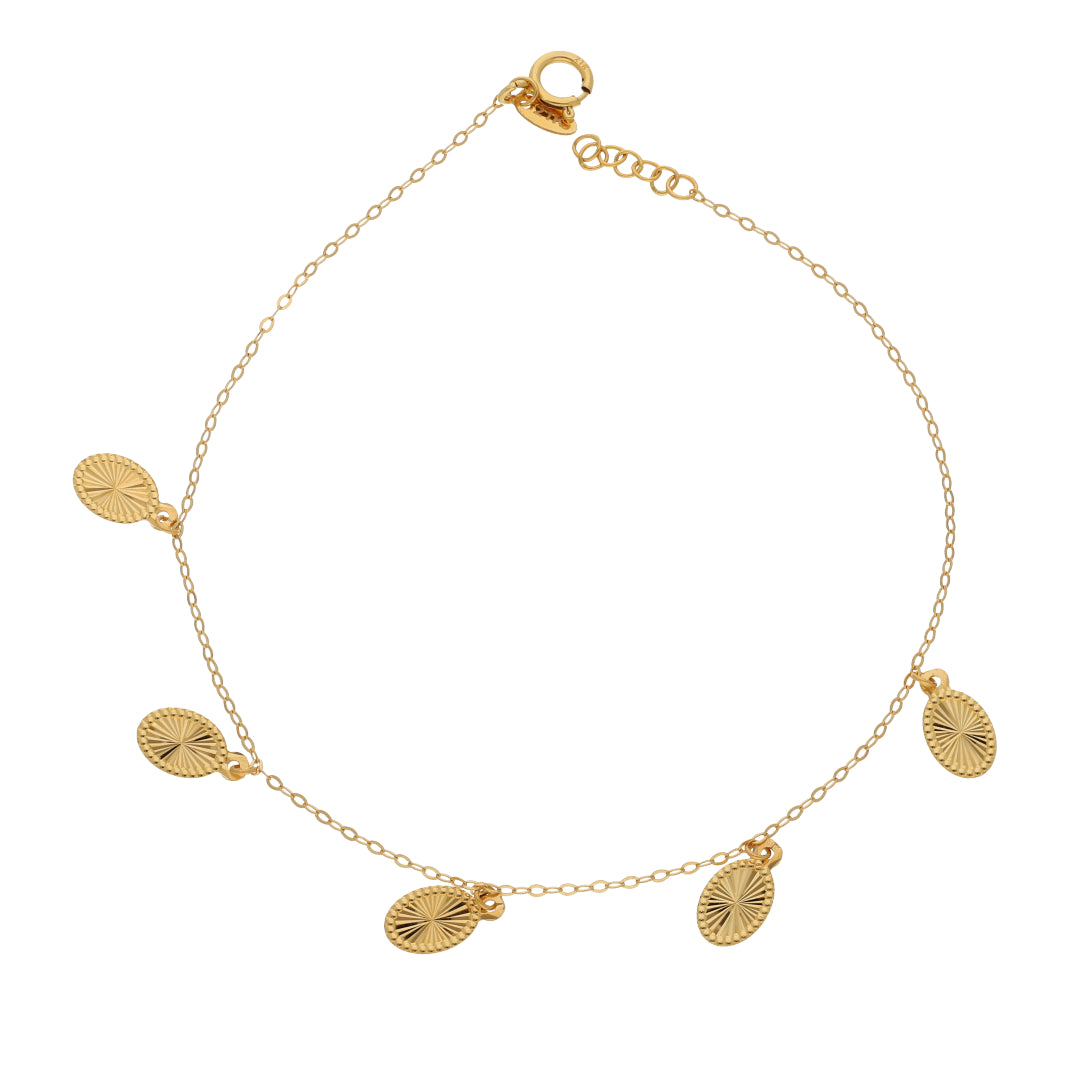 Gold Oval Shaped Charm Bracelet 21KT - FKJBRL21KM9537