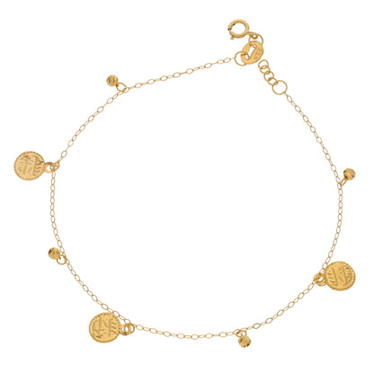 Gold Coin Shaped Bracelet 21KT - FKJBRL21KM9545