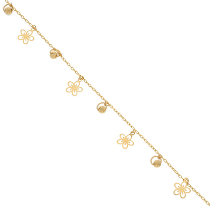 Gold Flower Shaped Charm Anklets 21KT - FKJANKL21KM9661