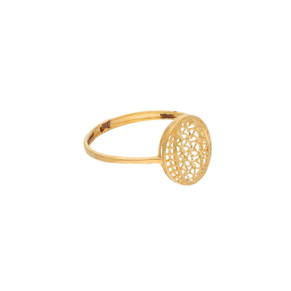 Gold Traditional Round Filigree Ring 21KT - FKJRN21KM9674