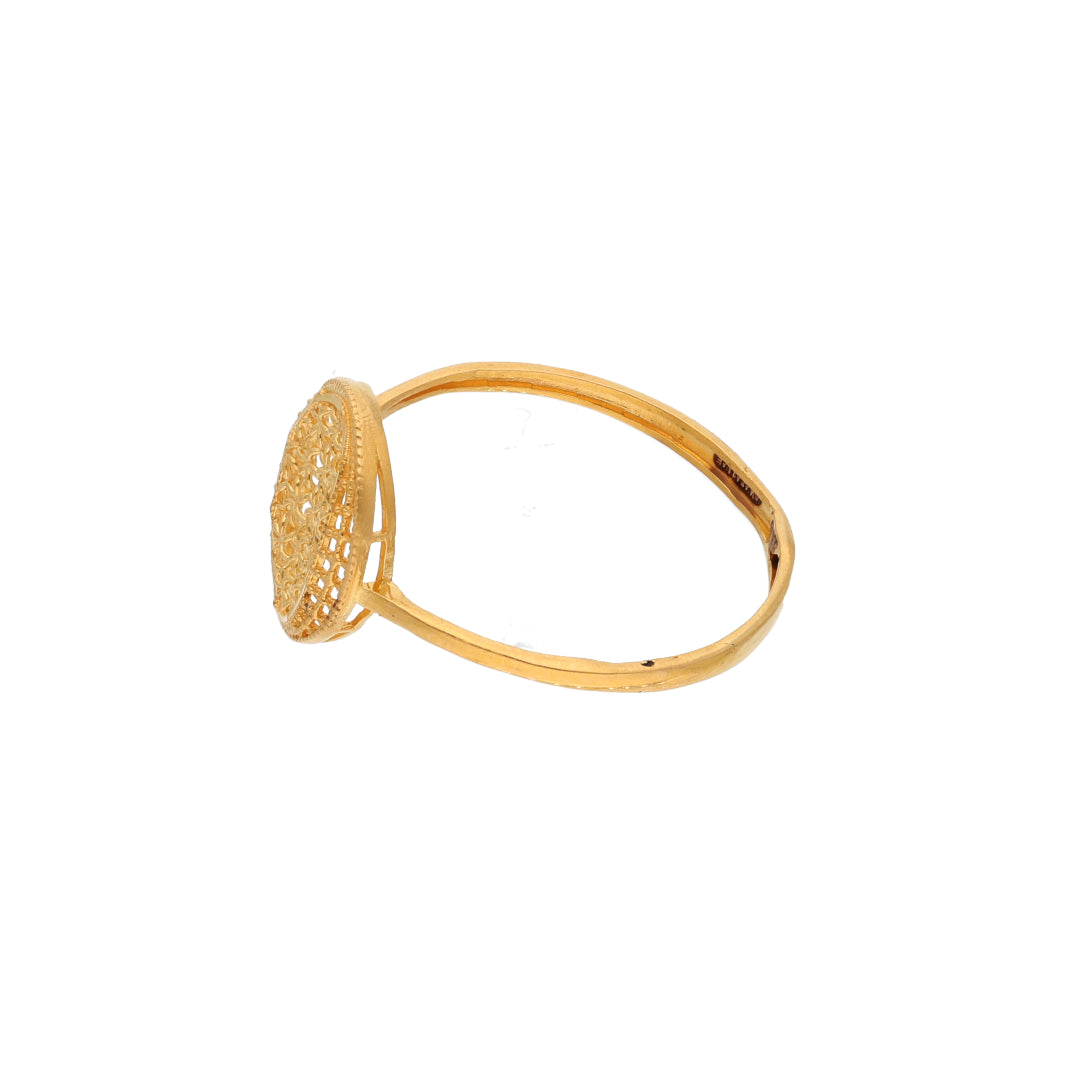 Gold Traditional Round Filigree Ring 21KT - FKJRN21KM9674