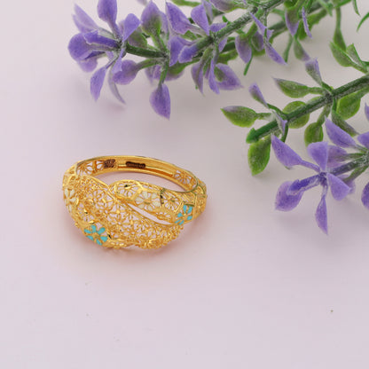 Gold Flower Design Ring 21KT - FKJRN21KM9672