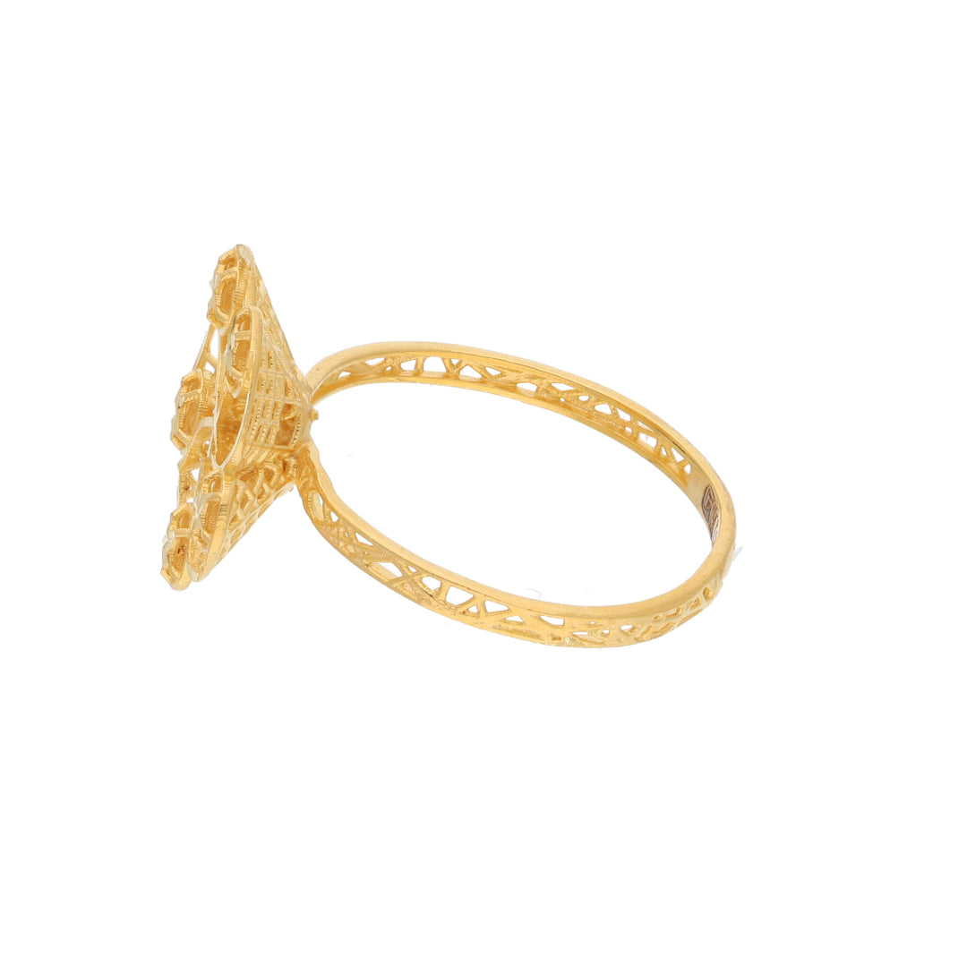 Gold Flower Design Ring 21KT - FKJRN21KM9675