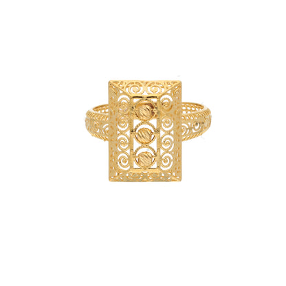 Gold Square Filigree Ring 21KT - FKJRN21KM9676