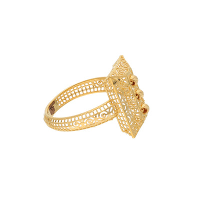 Gold Square Filigree Ring 21KT - FKJRN21KM9676