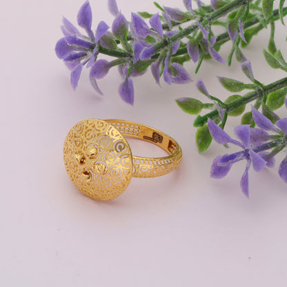 Gold Round Spiral Design Ring 21KT - FKJRN21KM9677