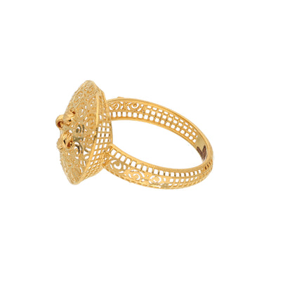 Gold Round Spiral Design Ring 21KT - FKJRN21KM9677