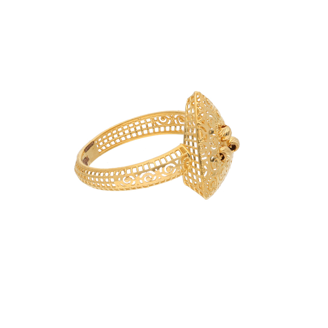 Gold Traditional Triangle Filigree Ring 21KT - FKJRN21KM9680