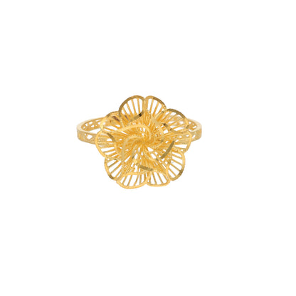 Gold Traditional Flower Design Ring 21KT - FKJRN21KM9681