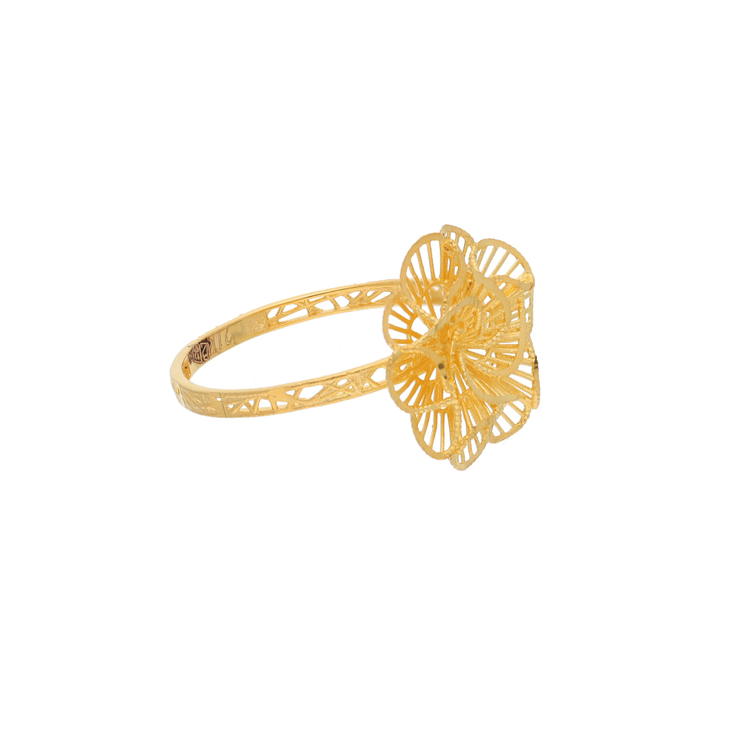 Gold Traditional Flower Design Ring 21KT - FKJRN21KM9681