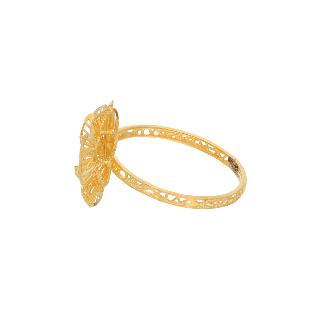 Gold Traditional Flower Design Ring 21KT - FKJRN21KM9681