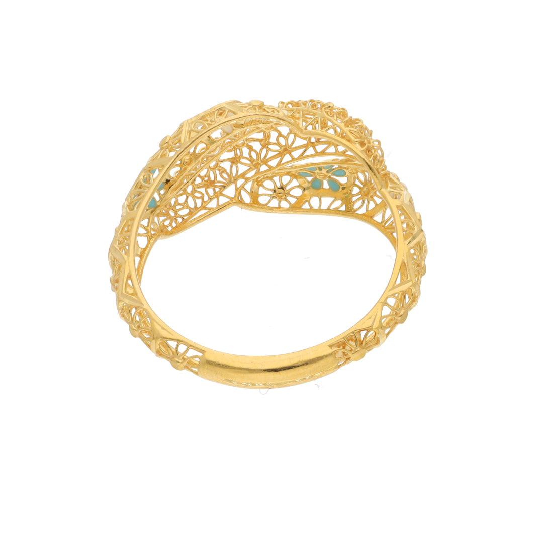 Gold Flower Design Ring 21KT - FKJRN21KM9672