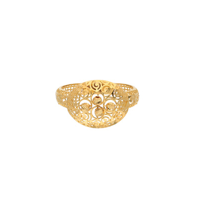 Gold Round Spiral Design Ring 21KT - FKJRN21KM9683