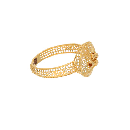 Gold Round Spiral Design Ring 21KT - FKJRN21KM9683