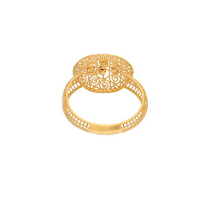 Gold Round Spiral Design Ring 21KT - FKJRN21KM9683