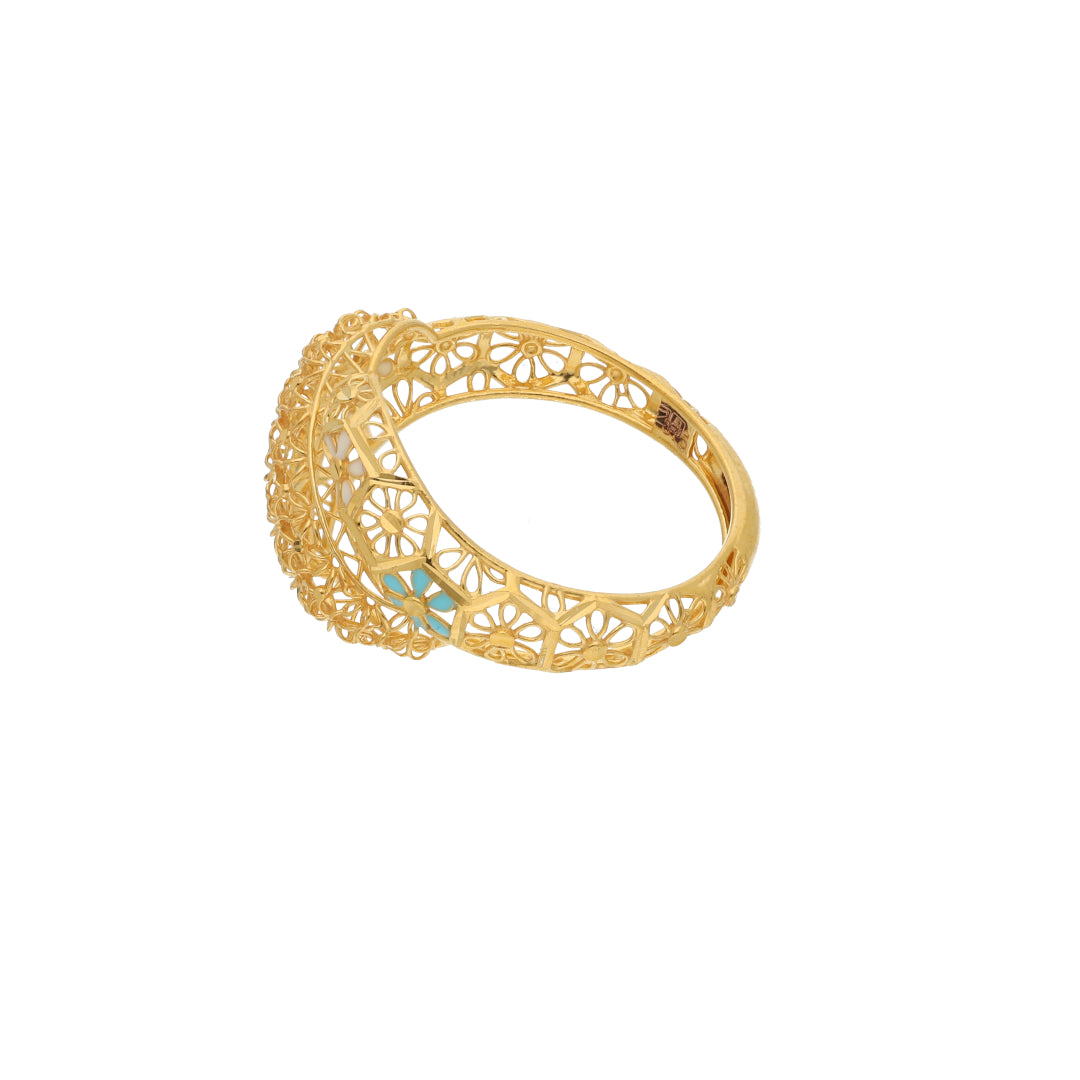 Gold Flower Design Ring 21KT - FKJRN21KM9672