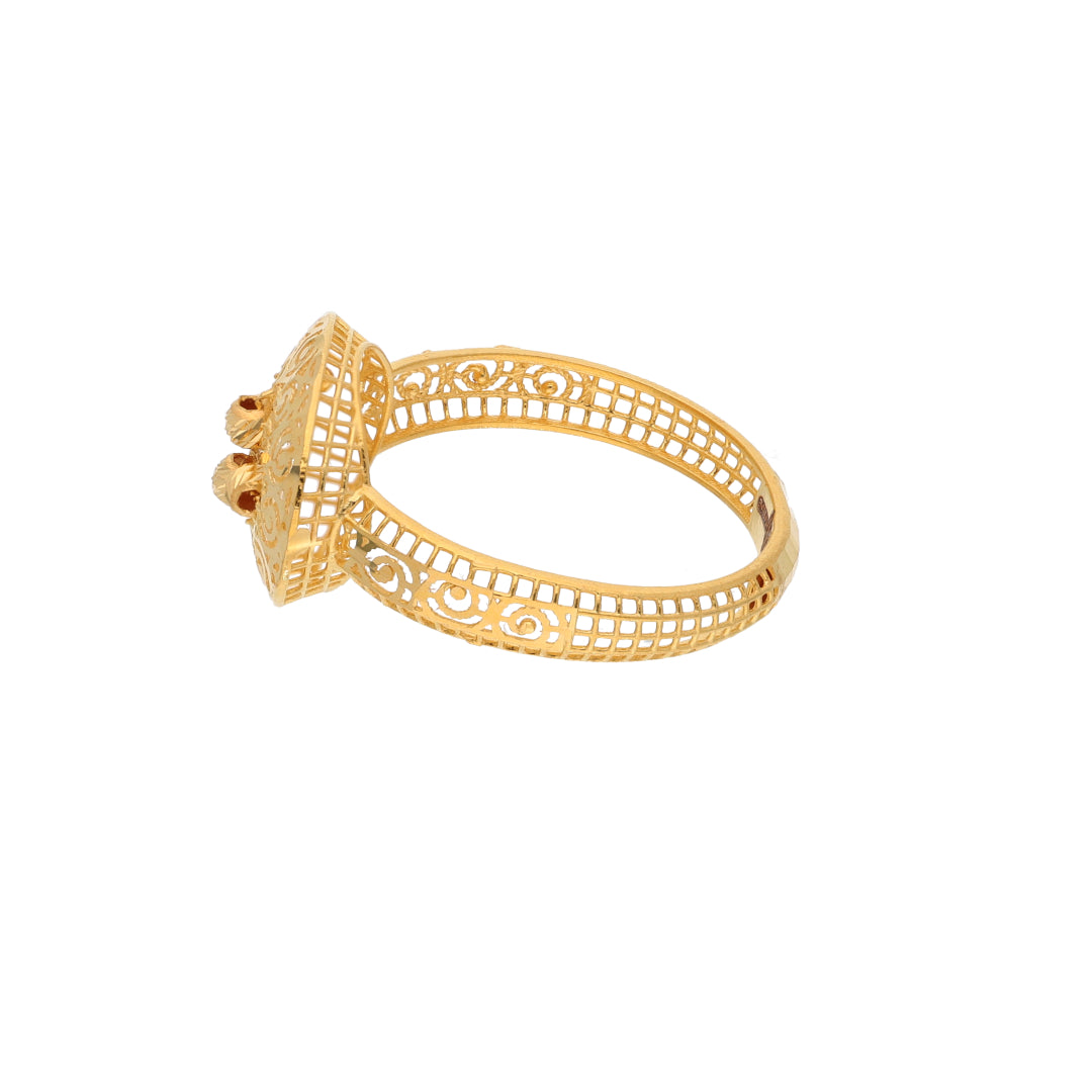 Gold Round Spiral Design Ring 21KT - FKJRN21KM9683