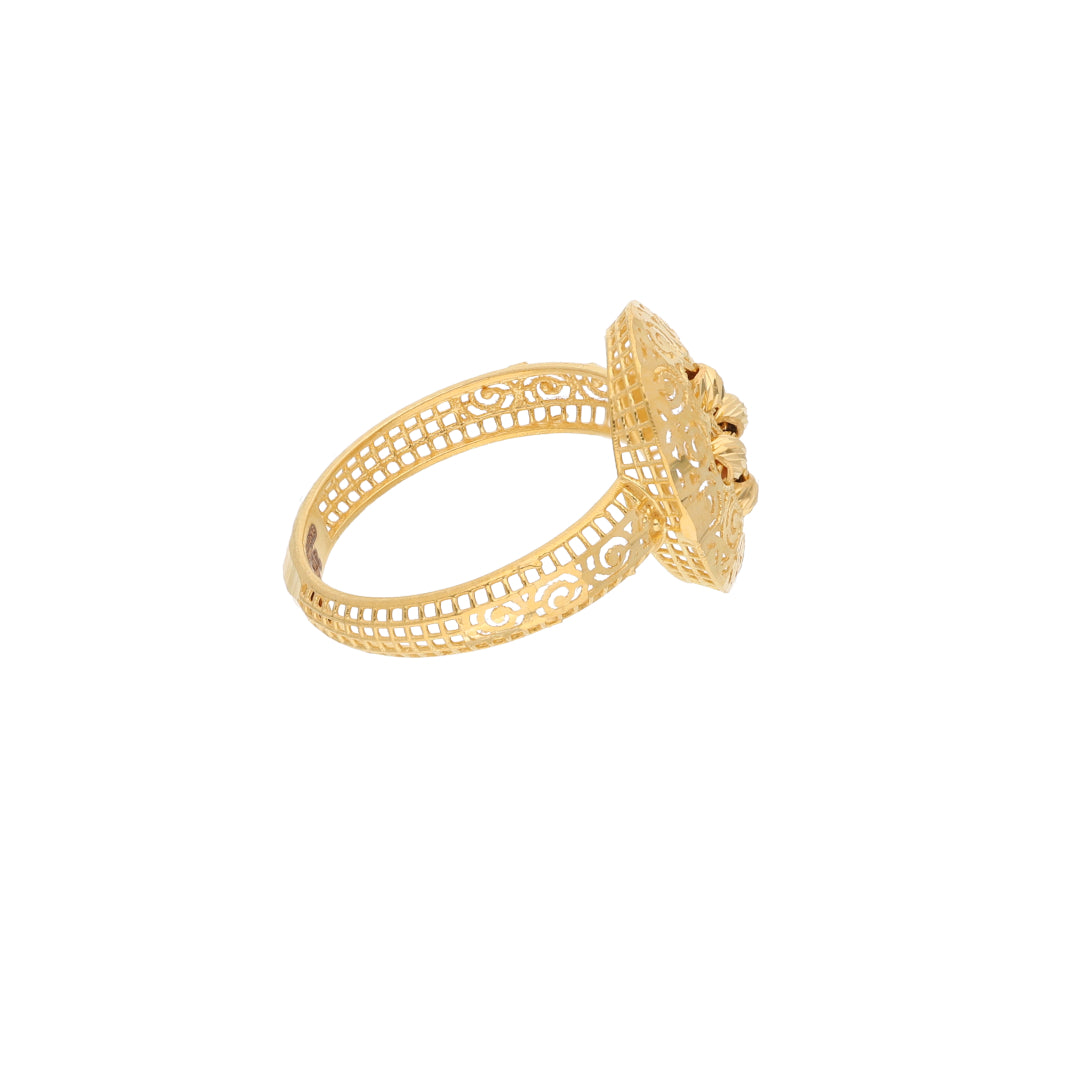 Gold Oval Spiral Design Ring 21KT - FKJRN21KM9684