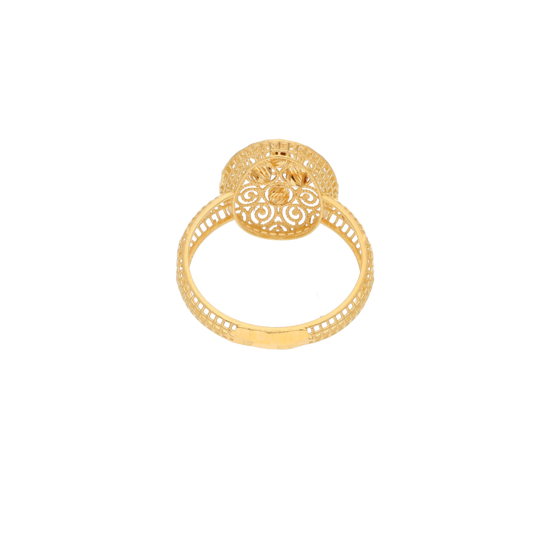 Gold Oval Spiral Design Ring 21KT - FKJRN21KM9684