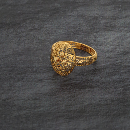 Gold Oval Spiral Design Ring 21KT - FKJRN21KM9684