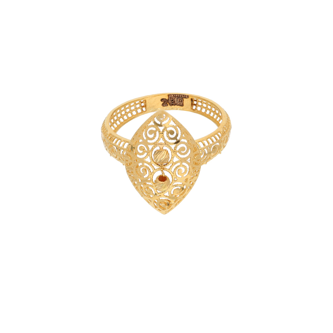 Gold Floral Design Ring 21KT - FKJRN21KM9685