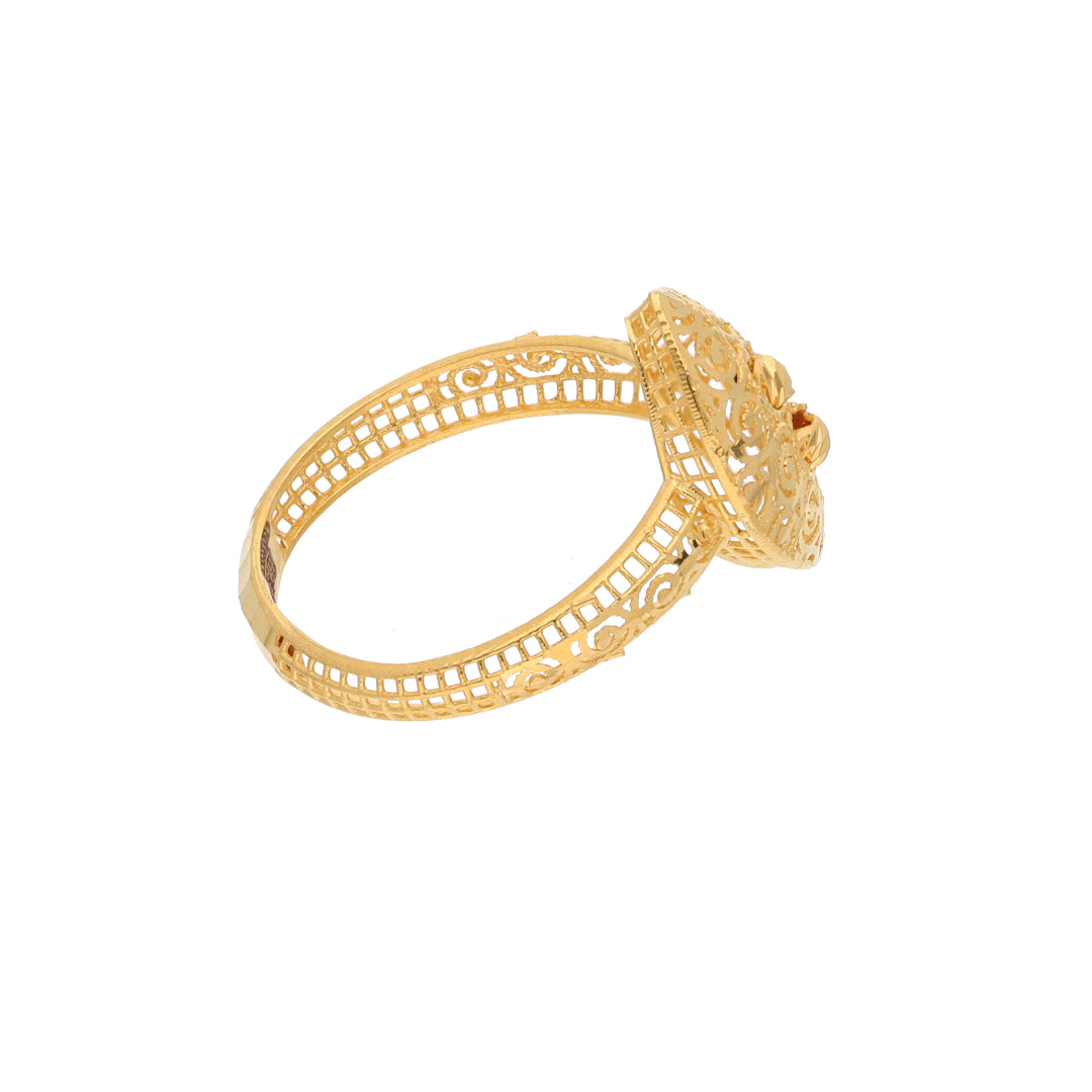 Gold Floral Design Ring 21KT - FKJRN21KM9685