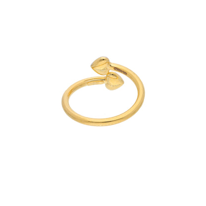 Gold Double Heart Shaped Ring 21KT - FKJRN21KM9686