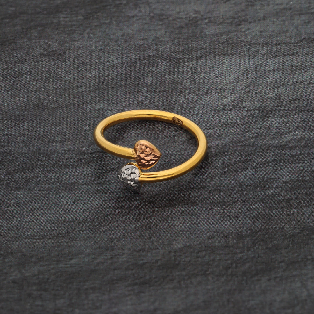 Gold Double Heart Shaped Ring 21KT - FKJRN21KM9686