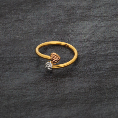 Gold Double Heart Shaped Ring 21KT - FKJRN21KM9686